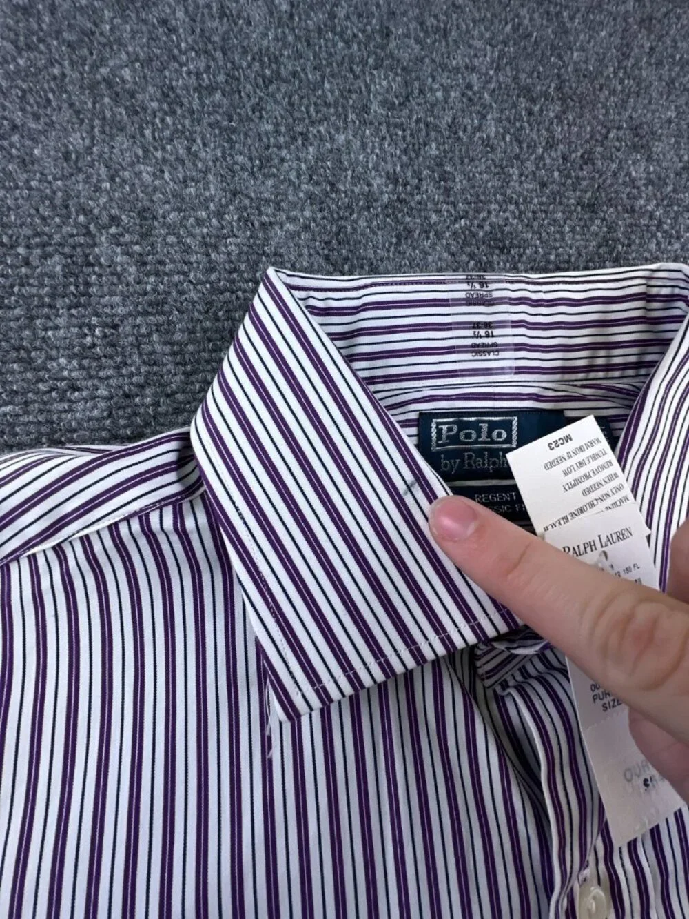 Polo Ralph Lauren Button Up Purple Striped Regent Classic Fit NWT 16.5 36/37